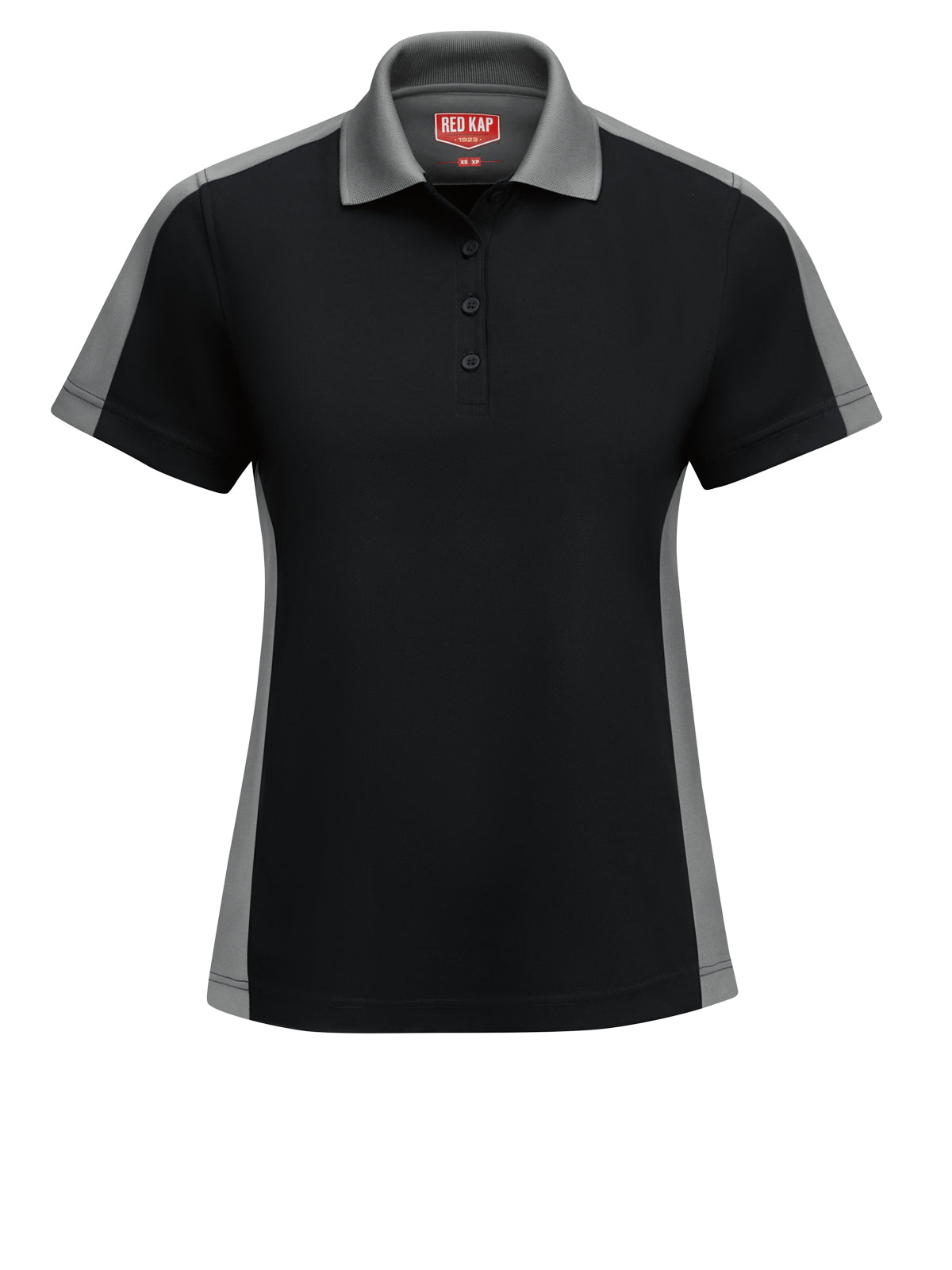 Women's Short Sleeve Performance Knit Two-Tone Polo - SK53 - Black/Grey