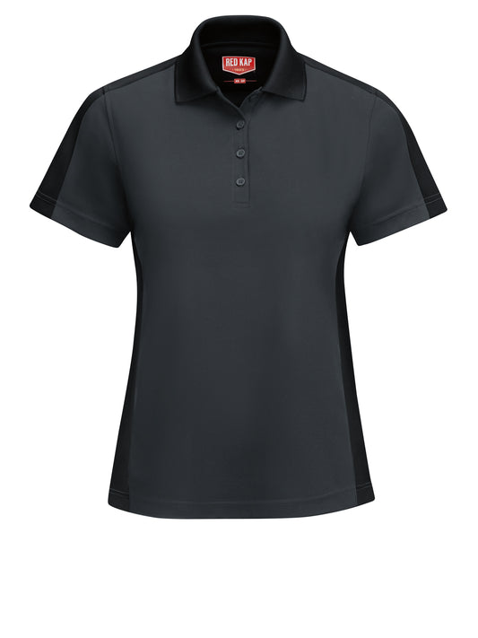 Women's Short Sleeve Performance Knit Two-Tone Polo - SK53 - Charcoal/Black