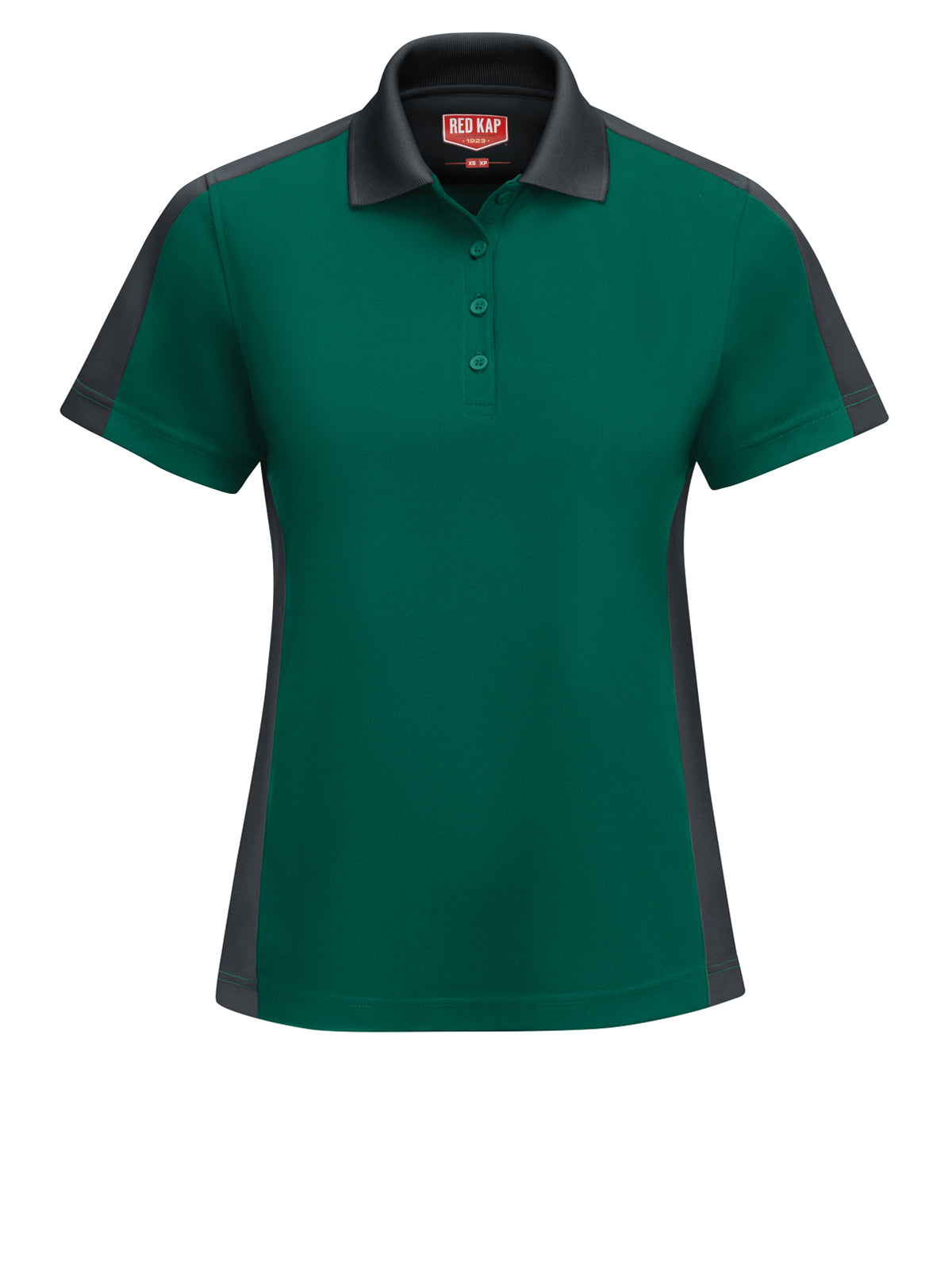 Women's Short Sleeve Performance Knit Two-Tone Polo - SK53 - Hunter Green/Charcoal