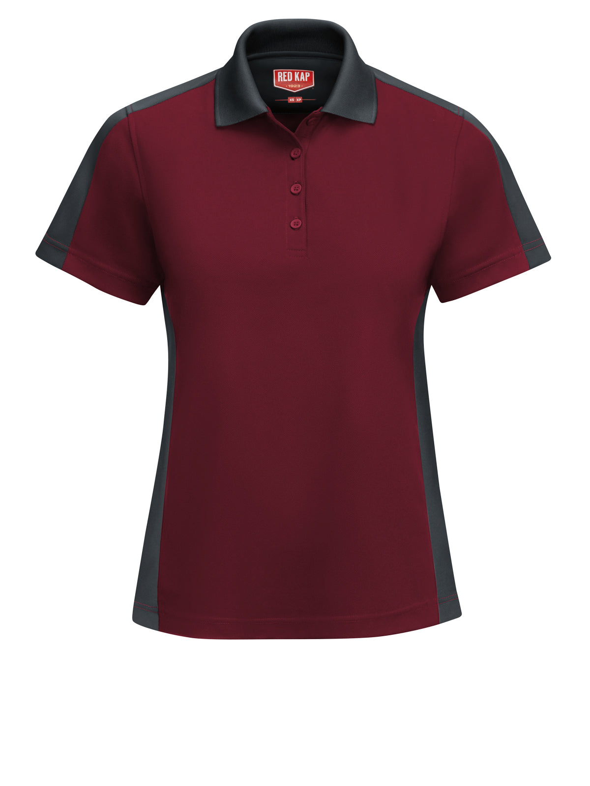 Women's Short Sleeve Performance Knit Two-Tone Polo - SK53 - Burgundy/Charcoal