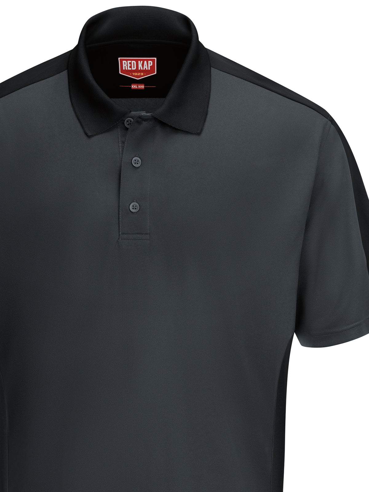 Men's Short Sleeve Performance Knit Two-Tone Polo - SK54 - Charcoal/Black