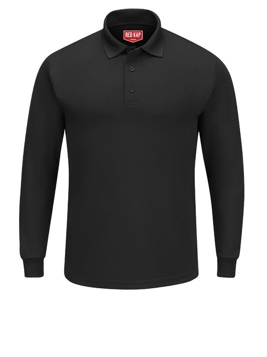 Men's Long Sleeve Solid Performance Polo - SK6L - Black