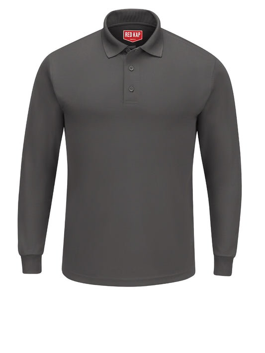 Men's Long Sleeve Solid Performance Polo - SK6L - Charcoal