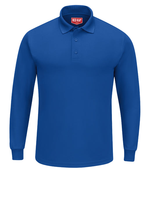 Men's Long Sleeve Solid Performance Polo - SK6L - Royal Blue