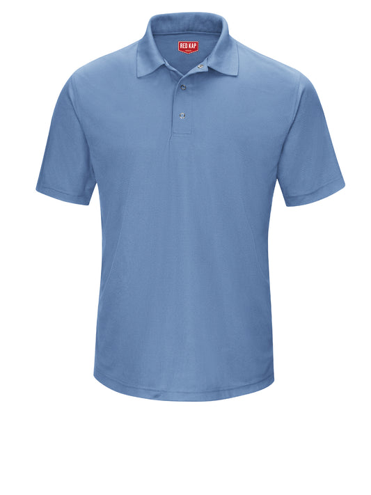 Men's Short Sleeve Performance Knit Gripper-Front Polo - SK74 - Medium Blue