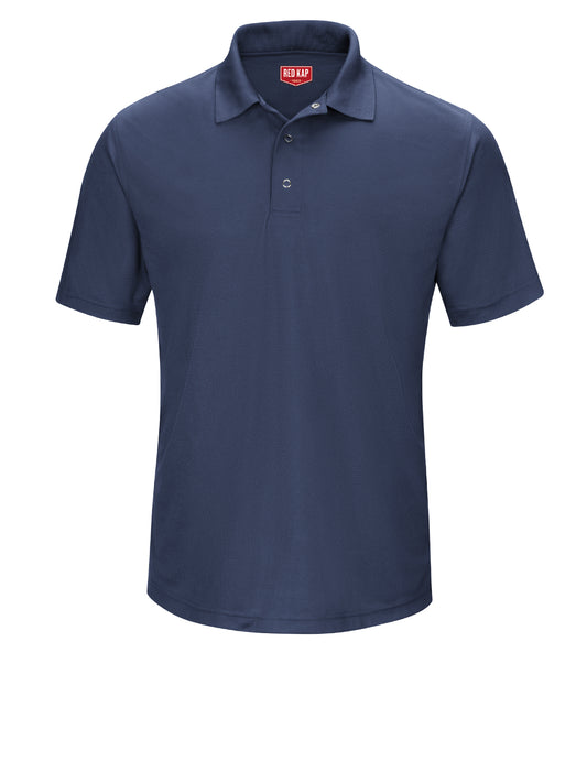 Men's Short Sleeve Performance Knit Gripper-Front Polo - SK74 - Navy