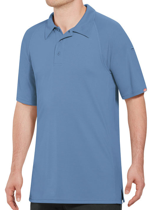 Men's Short Sleeve Performance Knit Flex Active Polo - SK92 - Medium Blue