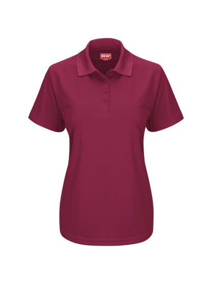 Women's Short Sleeve Performance Knit Pocketless Core Polo - SK97 - Burgundy