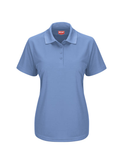 Women's Short Sleeve Performance Knit Pocketless Core Polo - SK97 - Medium Blue