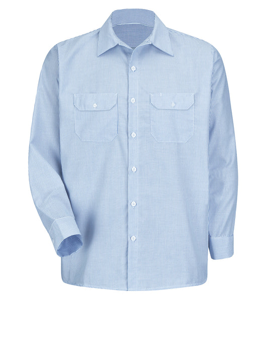 Men's Long Sleeve Deluxe Uniform Shirt - SL50 - White/Blue Pin Stripe