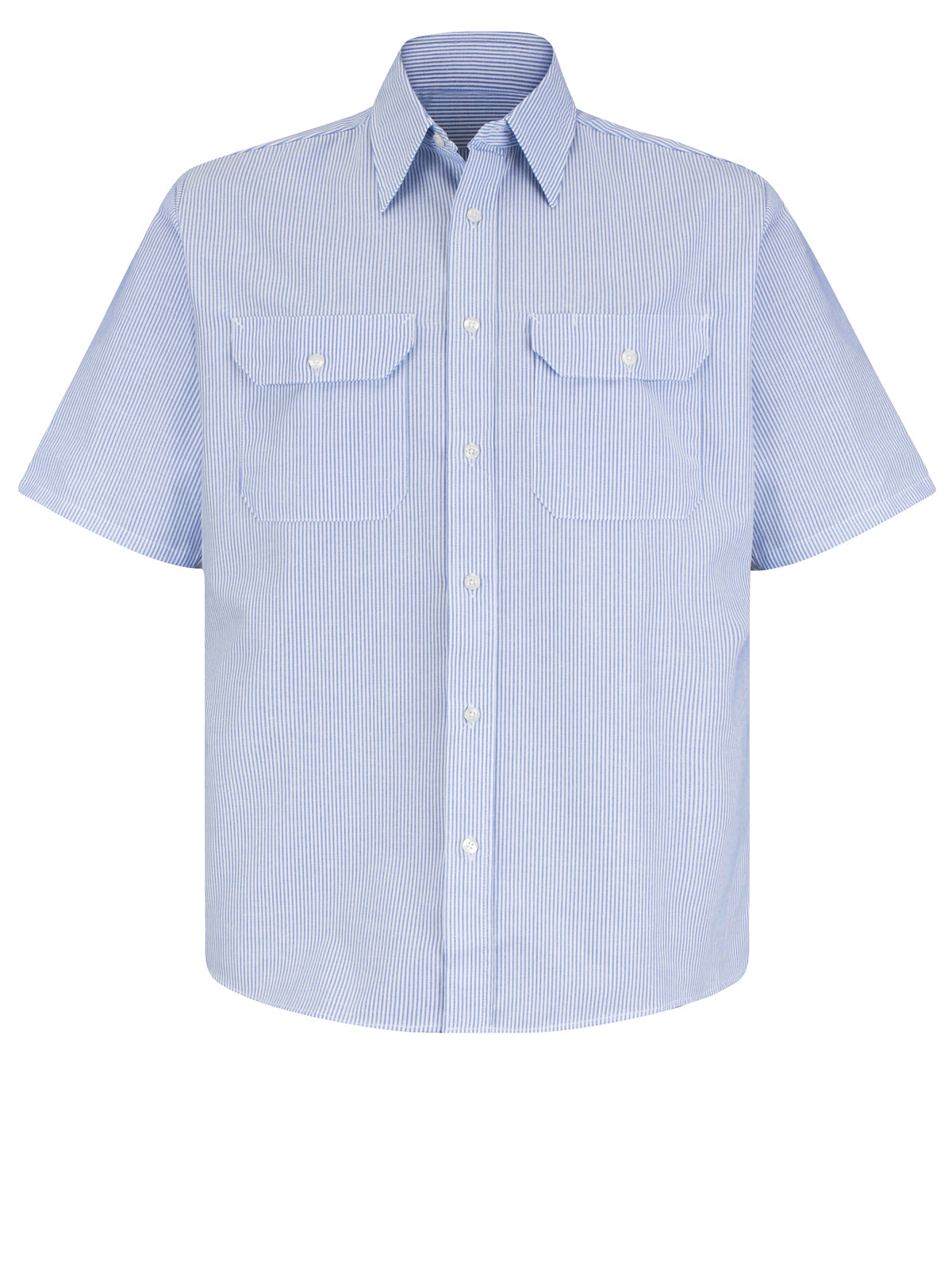 Men's Short Sleeve Deluxe Uniform Shirt - SL60 - White/Blue Pin Stripe