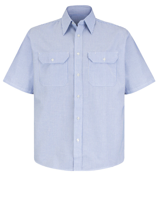 Men's Short Sleeve Deluxe Uniform Shirt - SL60 - White/Blue Pin Stripe