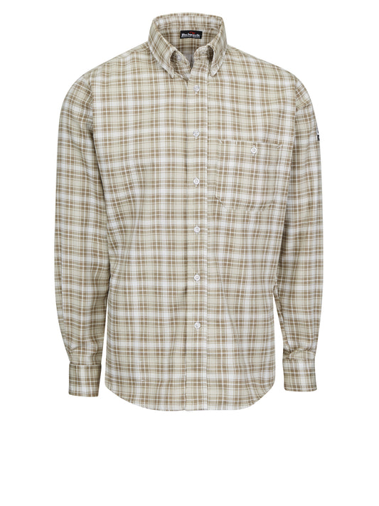 Unisex Long-Sleeve Plaid Dress Shirt - SLP2 - Khaki Plaid