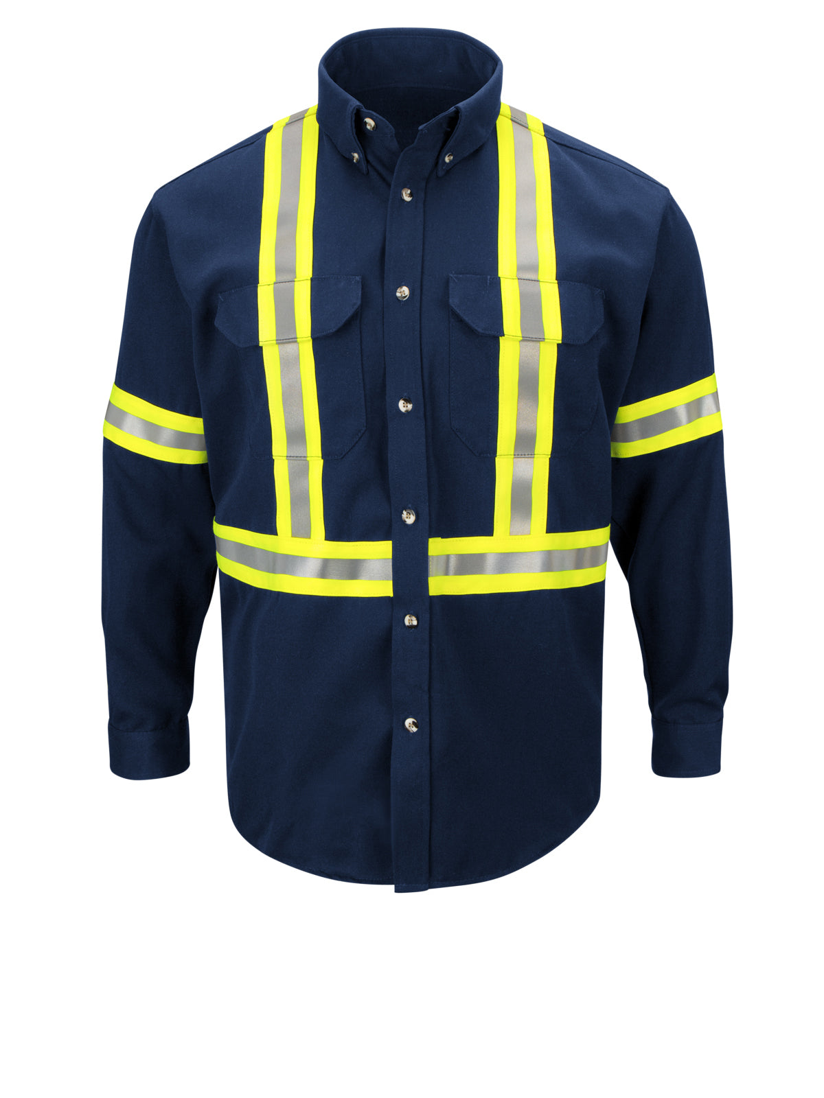 Men's Fr Long Sleeve Shirt W/Reflective - SLUC - Navy