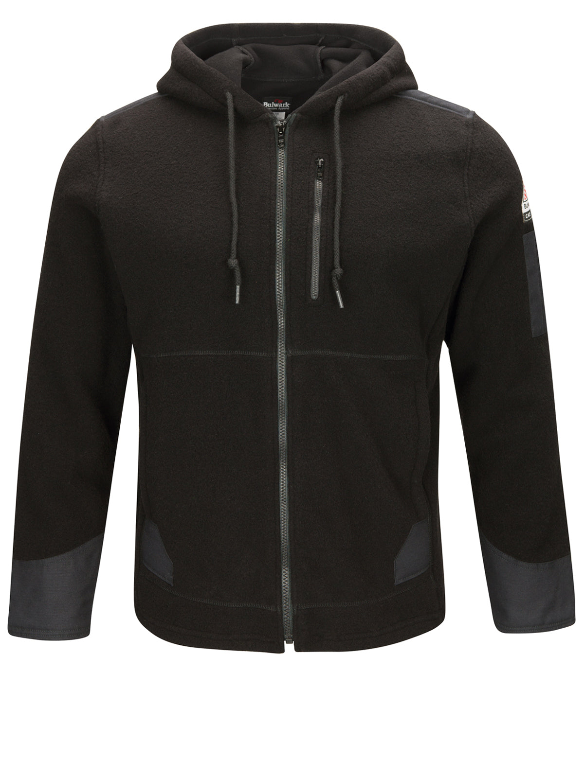 Men's Front Zip Modacrylic Blend Fleece Hoodie - SMH8 - Black