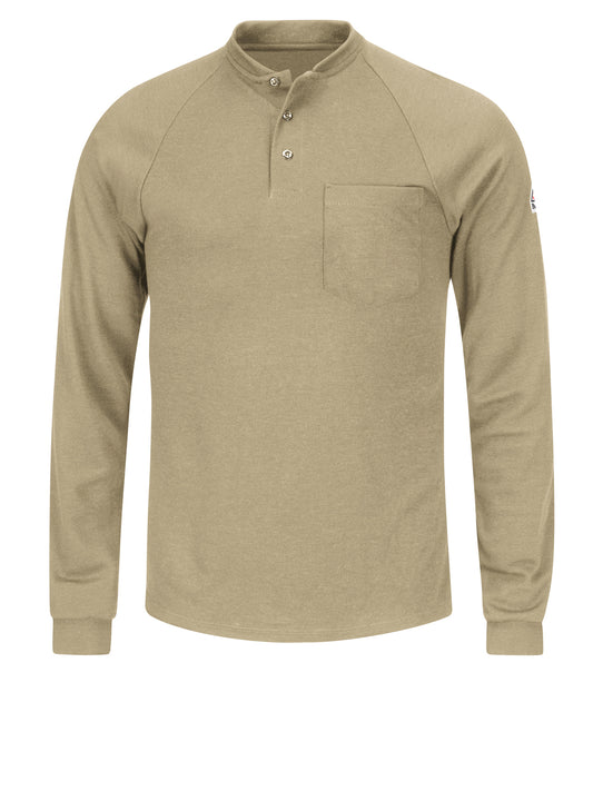 Men's 6.5Oz Long Sleeve Ct2 Henley Shirt - SML2 - Khaki