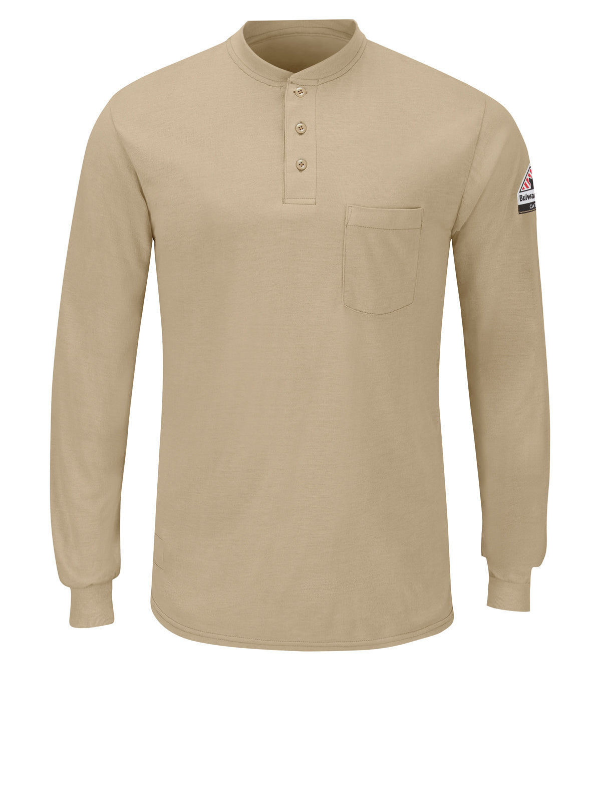 Men's Long Sleeve Lightweight Henley Shirt - SML8 - Khaki