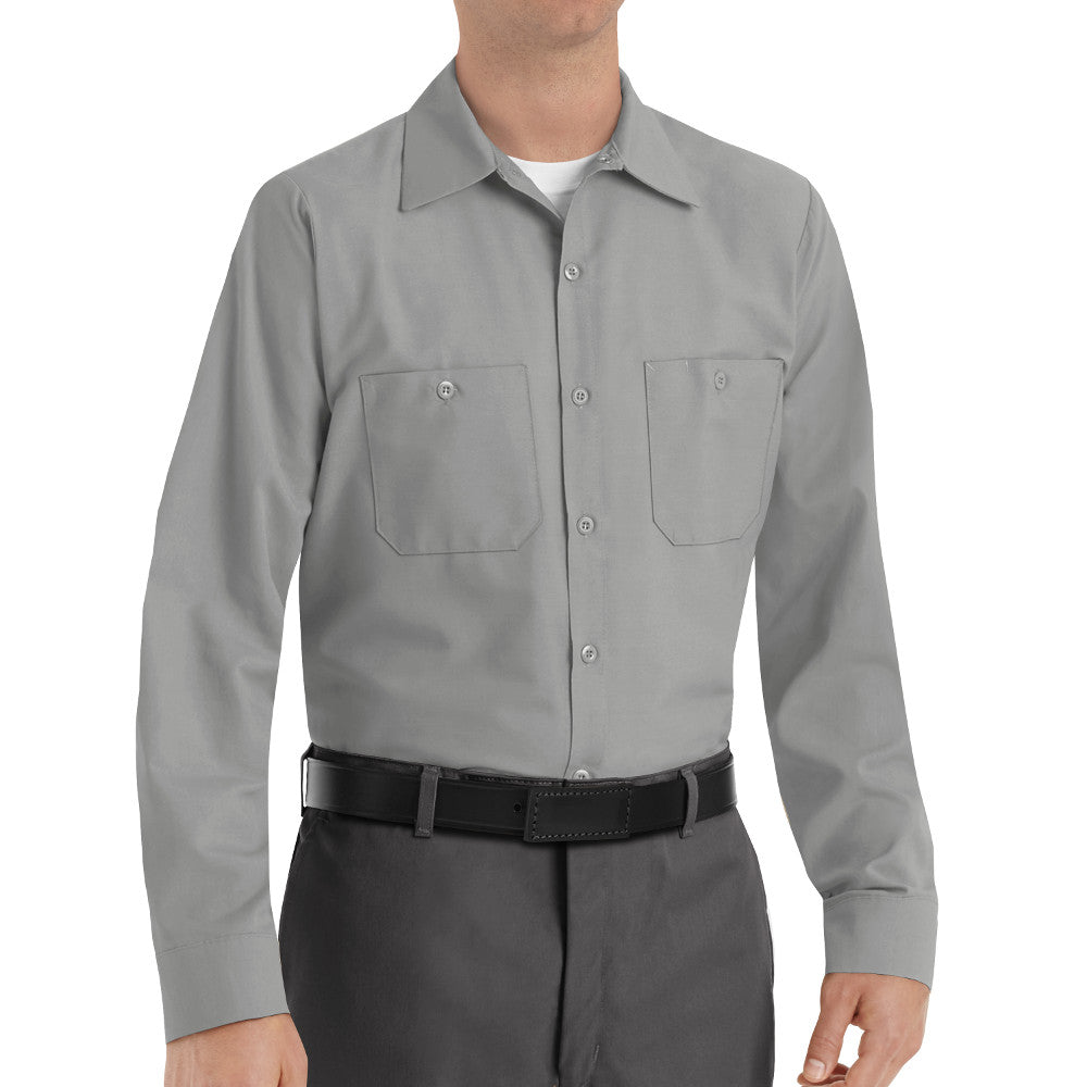 Men's Long Sleeve Industrial Work Shirt - SP14 - Light Grey