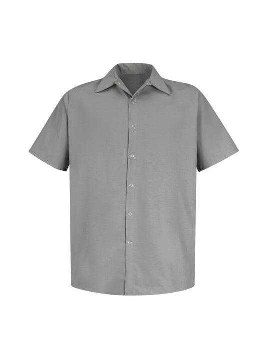 Men's Gripper-Front Short-Sleeve Pocketless Work Shirt - SP26 - Light Grey