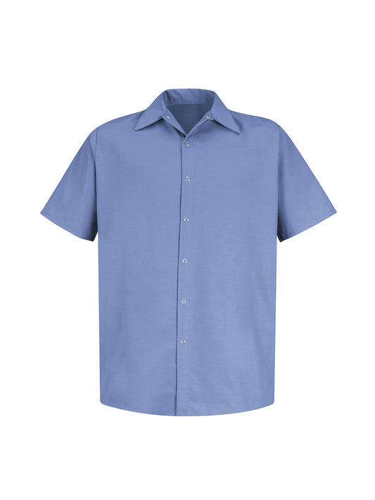 Men's Gripper-Front Short-Sleeve Pocketless Work Shirt - SP26 - Light Blue
