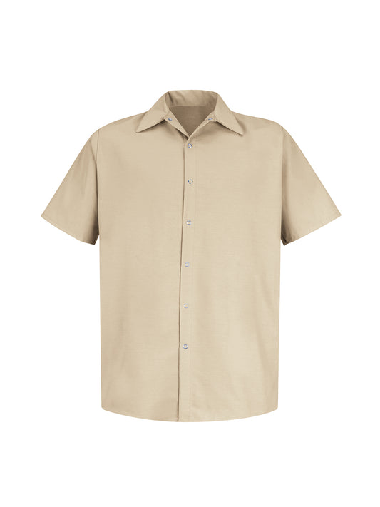 Men's Gripper-Front Short-Sleeve Pocketless Work Shirt - SP26 - Light Tan
