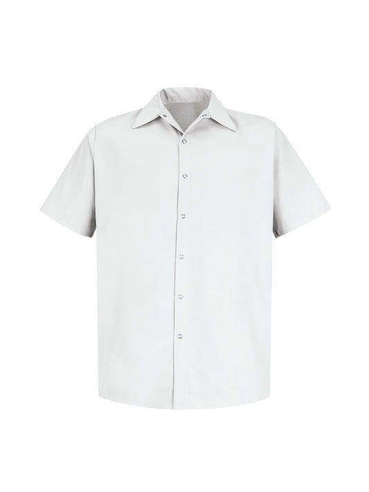 Men's Gripper-Front Short-Sleeve Pocketless Work Shirt - SP26 - White
