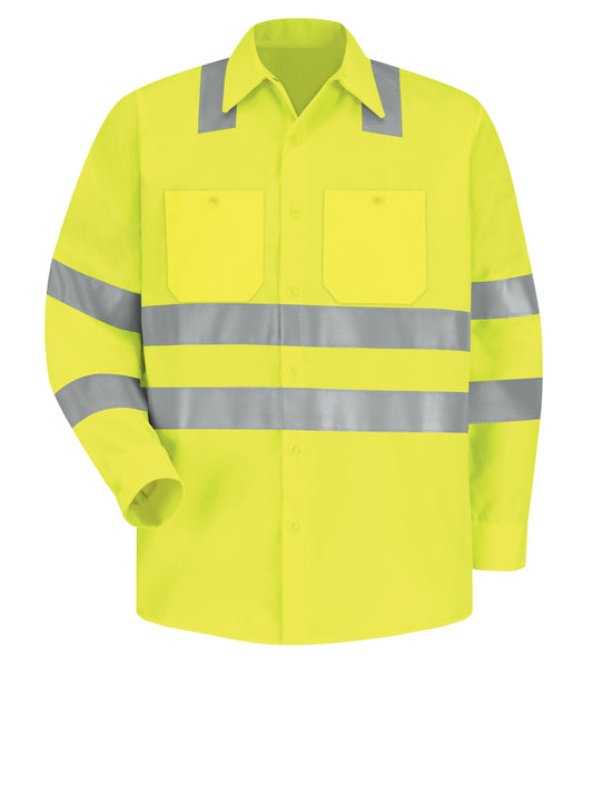 Men's Hi-Visibility Long Sleeve Work Shirt - SS14 - Yellow - AB