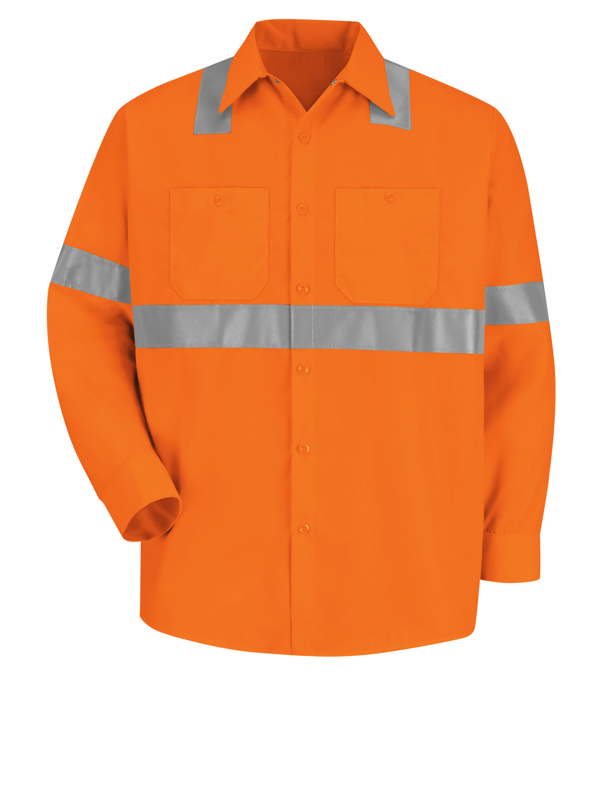 Men's Hi-Visibility Long Sleeve Work Shirt - SS14 - Orange - O2