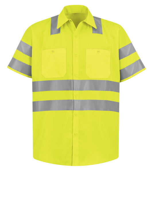 Men's Hi-Visibility Short Sleeve Work Shirt - SS24 - Yellow - AB