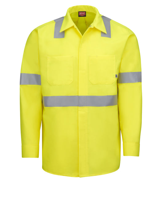 Men's Long Sleeve Hi-Visibility Ripstop Work Shirt - Type R, Class 2 - SX14HV - Fluorescent Yellow