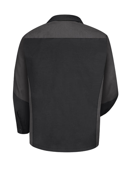 Men's Long Sleeve Two-Tone Crew Shirt - SY10 - Black/Charcoal