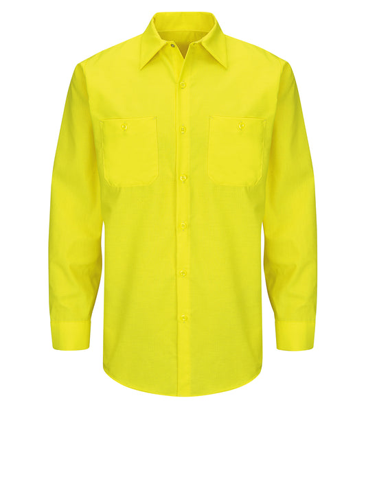 Men's Hi-Visibility Long Sleve Ripstop Work Shirt - SY14 - Yellow