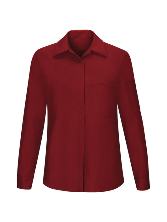 Women's Long Sleeve Performance Plus Shop Shirt - SY31 - Fireball/Charcoal