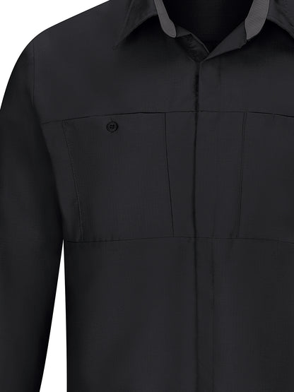 Men's Long Sleeve Performance Plus Shop Shirt - SY32 - Black / Charcoal