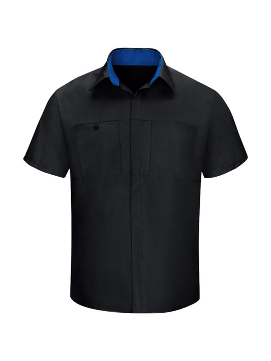 Men's Short Sleeve Performance Plus Shop Shirt - SY42 - Black/Royal Blue