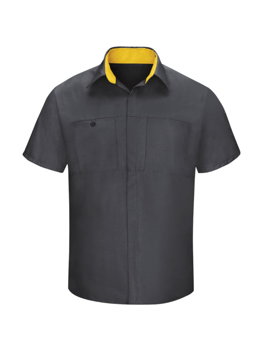 Men's Short Sleeve Performance Plus Shop Shirt - SY42 - Charcoal/Yellow Mesh