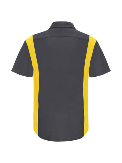 Men's Short Sleeve Performance Plus Shop Shirt - SY42 - Charcoal/Yellow Mesh