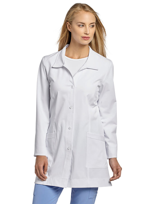 Women's Two-Pocket 32" Mid-Length Tailored Lab Coat - 2418 - White
