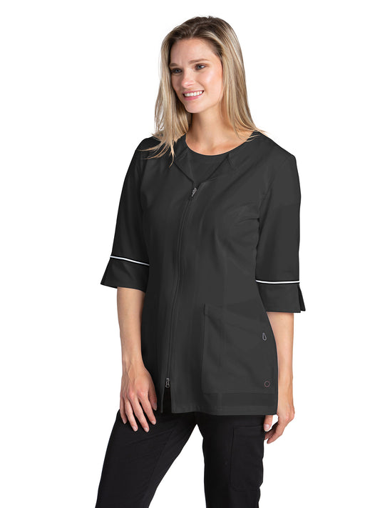 Women's 2-way Zipper Lab Coat - 2814 - Black
